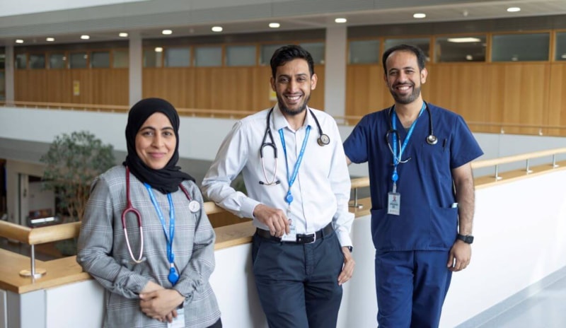 Group of international doctors in hospital